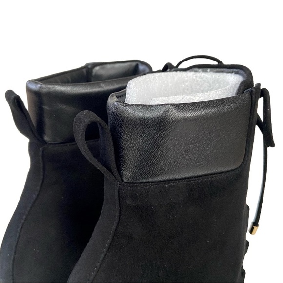 Good American Women's Scandal Lace Up High Heel Suede Booties in BLACK 6 New - Picture 12 of 14